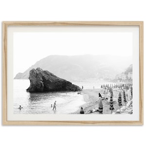 Fine Art Minimalist Beach Print - Black and White Italy Europe Ocean Lifestyle Framed Fine Art Photography Home Wall Decor