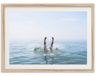 Fine Art Coastal Print - Framed Vintage Beach Photography, Ocean Dive, Coastal Wall Decor, Retro Beach Print, Coastal Grandmother Wall Art