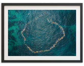 Framed Paddle Out Surf Photography Print | Beach House Art, Coastal Decor
