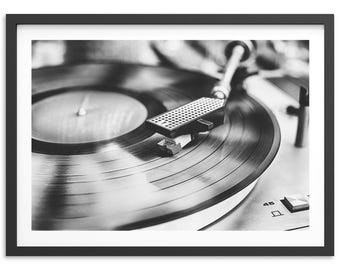 Framed Vintage Record Player Print | Black and White Framed Fine Art Photography