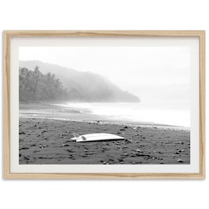Fine Art Photography Surf Framed Print - Black and White Tropical Costa Rica Coastal Beach Home Wall Decor