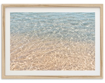 Framed Beach Wall Art | Ocean Photography Coastal Decor, Hawaii Print, Shimmer
