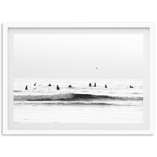 Black and White Panoramic Beach Wall Art Surf Large Wall Etsy