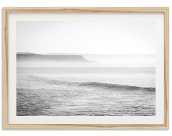 Framed Baja Sunset Ocean Print | Black and White Minimalist Fine Art Photography