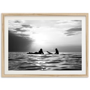 Fine Art Black and White Surf Print - Ocean Sunset Lifestyle Beach House Framed Print Photography Home Wall Decor