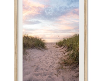 Framed Beach Dunes Photography Print | Coastal Wall Art, Florida Ocean Sunrise