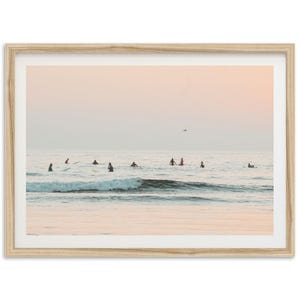 Framed Surf Print | Coastal Beach Wall Art, California Photography Ocean Decor, Board Meeting