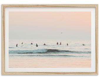 Framed Surf Print | Coastal Beach Wall Art, California Photography Ocean Decor, Board Meeting