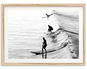 Fine Art Surf Print - Party Wave Black and White Photography Framed Ocean Beach Home Wall Decor