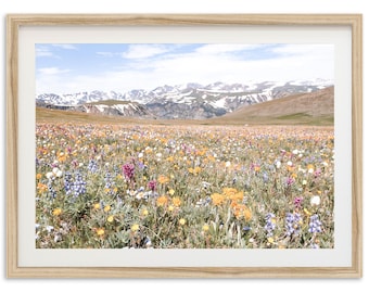Framed Mountain Wildflower Print | Landscape Photography Wall Art, Spring Decor