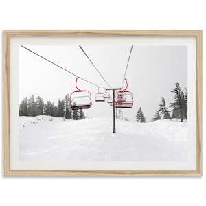 Framed Ski Lift Print | Winter Cabin Wall Decor, Mt Bachelor Photography, Mountain Art