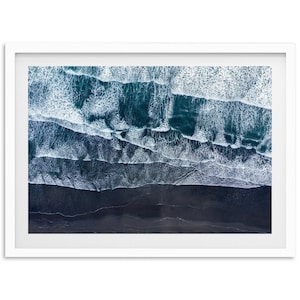 Framed Fine Art Ocean Waves Surf Print - Iceland Aerial Beach House Abstract Framed Fine Art Photography Wall Decor