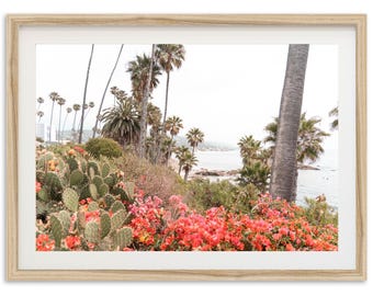 Framed Laguna Beach Coastal Photography Print | Floral California Wall Art