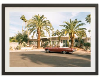 Framed Palm Springs Classic Ford Print | California Retro Car Art, Desert Photography