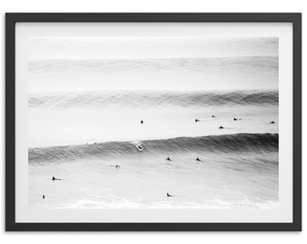 Fine Art Black and White Surf Print - Ocean Waves Beach House Adventure Lifestyle Framed Fine Art Photography Wall Decor