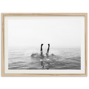 Framed Black and White Beach Print | Retro Coastal Fine Art Photography