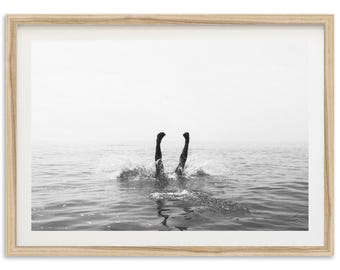 Framed Black and White Beach Print | Retro Coastal Fine Art Photography