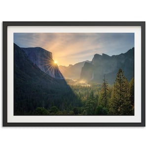 Lámina artística enmarcada de Yosemite / Fotografía de paisaje de montaña de California