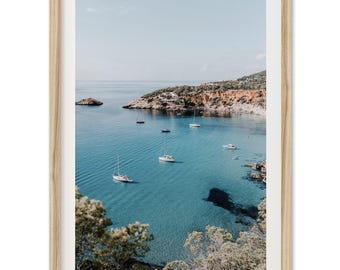 Framed Coastal Beach Fine Art Print | Ibiza Sailing Boats, Ocean Wall Art