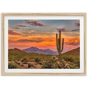 Fine Art Desert Art Photography Print - Southwestern Landscape Sunset Saguaro National Park Arizona Framed Fine Art Home Wall Decor