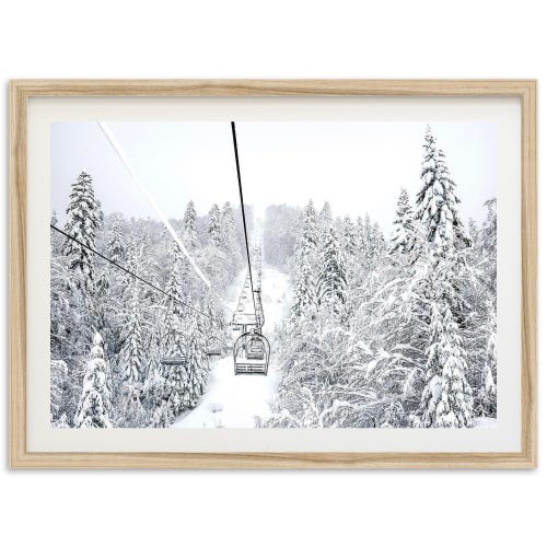 Framed Ski Lift Print | Winter Wall Art, Mountain Decor, Forest Photography