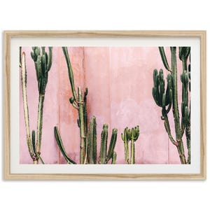 Gerahmter Fine Art Boho Kaktus Druck - Rosa Südwesten Wüste Wand Kunst Abstrakte Gerahmter Feine Kunst Fotografie Wohnkultur
