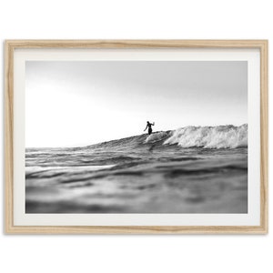 Fine Art Black and White Surf Print Ocean Longboard Beach House Framed Fine Art Photography Wall Decor image 3