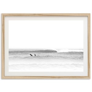 Fine Art Surf Print - Black and White Ocean Waves Surfer Beach House Framed Fine Art Photography Wall Decor