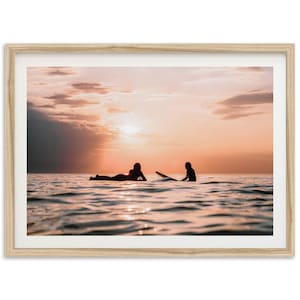 Framed Fine Art Sunset Surf Print - Ocean Lifestyle Beach House Framed Fine Art Photography Home Wall Decor