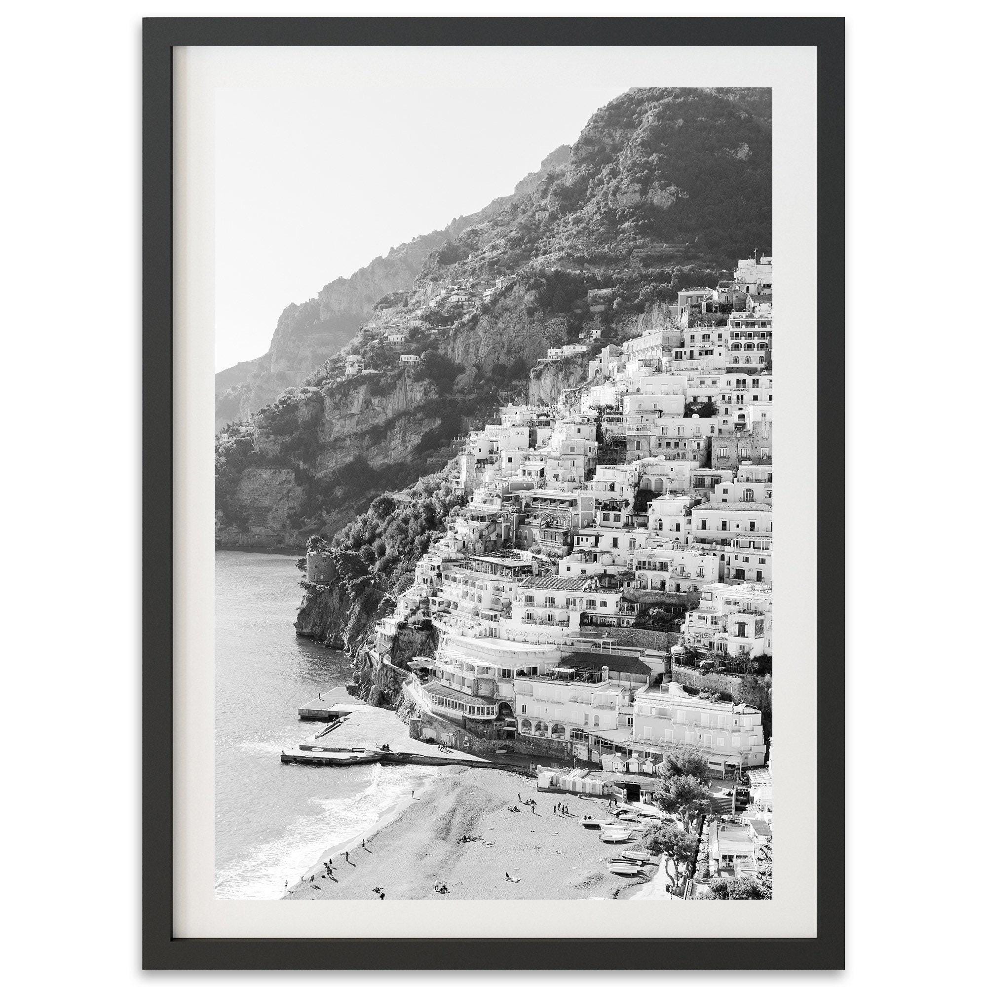 Fine Art Amalfi Coast Print - Italy Coastal Decor, Black and White Print, Italian Beach Photography, Coastal Chic Wall Art, Portrait