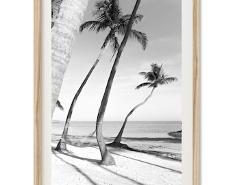Framed Black and White Beach Print | Florida Palm Tree Photography Wall Art