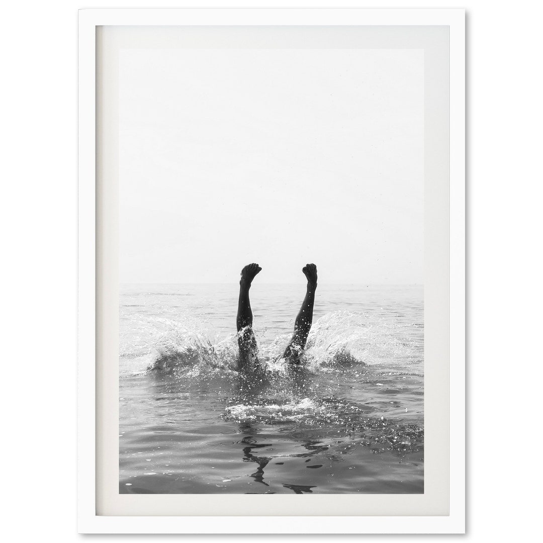 Fine Art Black and White Photography Print Ocean Dive Beach Lifestyle Framed Fine Art