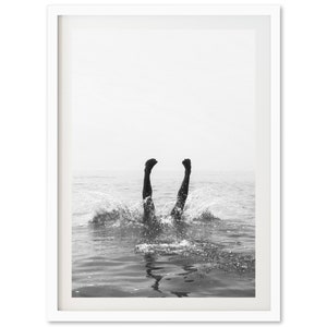 Fine Art Black and White Photography Print Ocean Dive Beach - Etsy