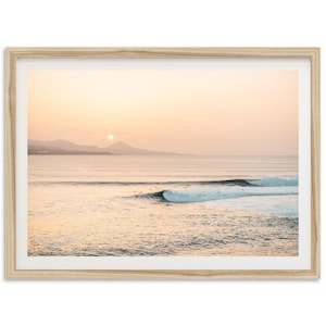 Fine Art Surf Print -  Framed Coastal Wall Decor, Aerial Beach Photography, Pink Sunset Summer Print, Boho Chic Coastal Wall Art