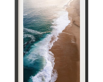 Framed Aerial Ocean Print | The Wedge, Newport Beach, California Coastal Surf Wall Art