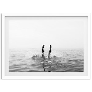 Fine Art Black and White Photography Print - Ocean Dive Beach Lifestyle Framed Fine Art Photography Home Wall Decor