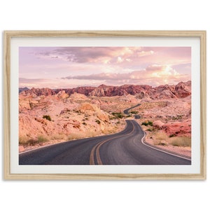 Fine Art American Southwest Desert Print - California Pastel Sunset Road Landscape Framed Fine Art Photography Home Wall Decor