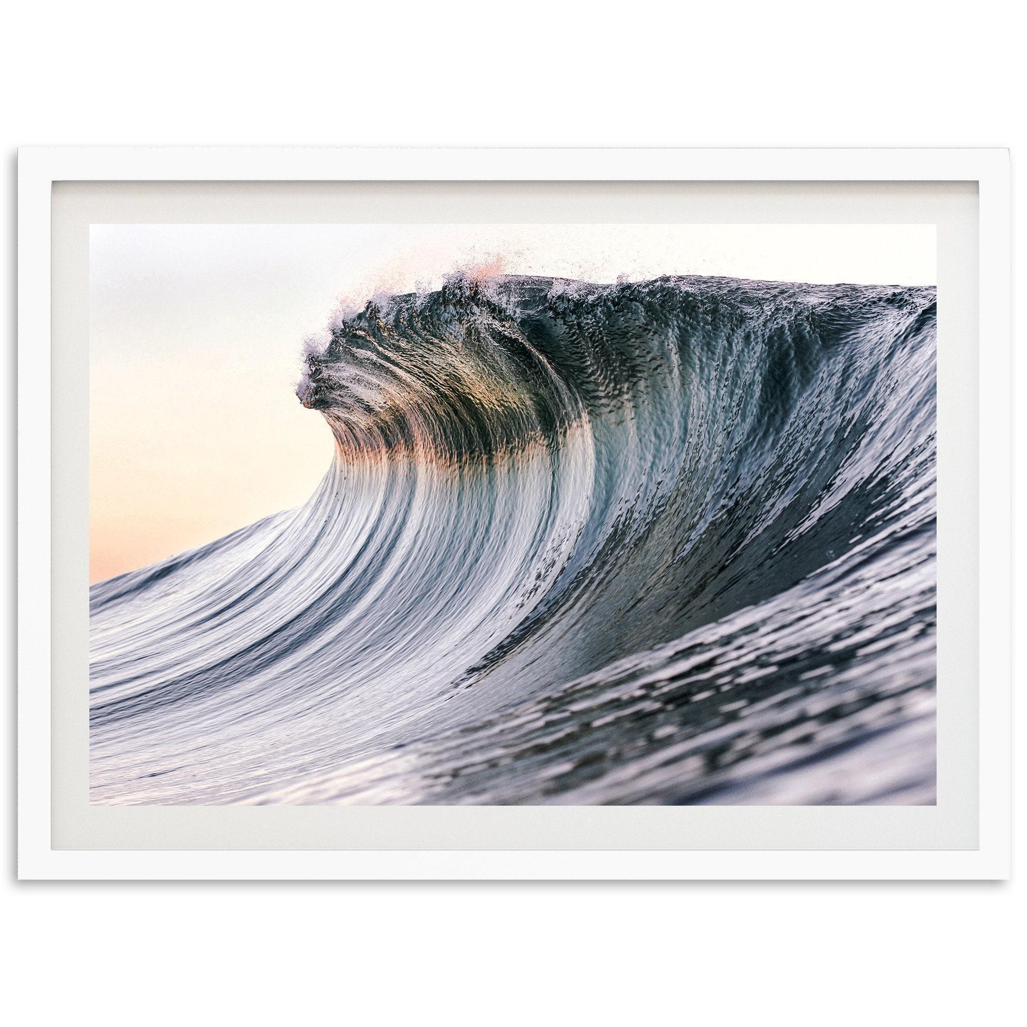 Framed Ocean Wave Photography Print | Beach House Decor, Coastal