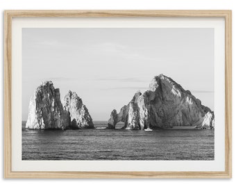 Fine Art Cabo Ocean Print -  Baja California Black and White Beach House Framed Fine Art Photography Wall Decor