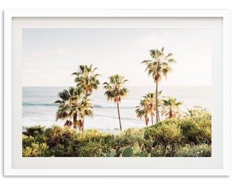 Fine Art Ocean Wall Art Photography Print - California Palm Trees Beach Surf Photography Framed Fine Art Coastal Home Decor