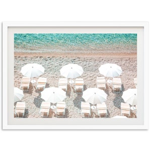 Fine Art Photography Beach Print - Italy Amalfi Coastal Umbrellas Framed Ocean Wall Art Travel Lifestyle Home Decor