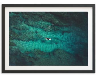 Framed Aerial Surf Print | Ocean Photography, Coastal Wall Art, Pipeline Hawaii