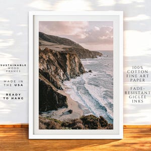 Fine Art Küsten-Wand-Dekor-Druck - Big Sur California Beach Fotografie Druck, Ozean-Wand-Kunst gerahmt, Küstengroßmutter Chic