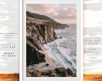Fine Art Coastal Wall Decor Print - Big Sur California Beach Photography Print, Ocean Wall Art Framed, Coastal Grandmother Chic