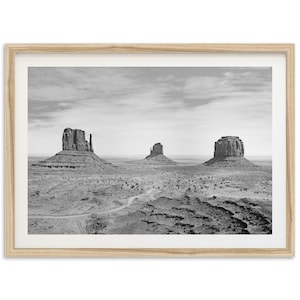 Fine Art Southwest Desert Print - Black and White Monument Valley Arizona Landscape Framed Fine Art Photography Home Wall Decor