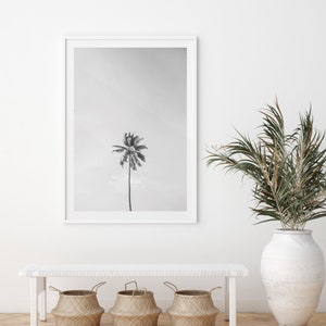 Bellas Artes Palmera Impresión en blanco y negro Minimalista Casa de Playa Océano Tropical Enmarcado Fotografía de Bellas Artes Decoración de la pared del hogar imagen 4