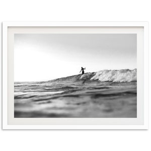 Fine Art Black and White Surf Print - Ocean Longboard Beach House Framed Fine Art Photography Wall Decor