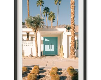 Framed Palm Springs Print | Mid Century Modern Art, Desert Photography, Teal Decor
