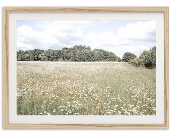 Framed Flower Field Fine Art Print | English Meadow, Nature Landscape Photography