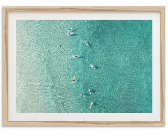 Framed Leopard Sharks Surf Print | La Jolla Aerial Beach Photography, San Diego Coastal Art
